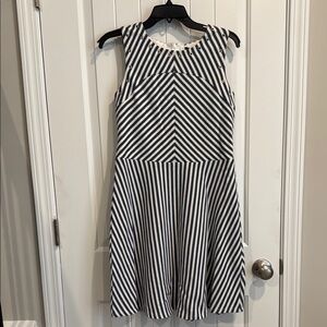 Signature by Sangria Striped Navy and White Midi Dress